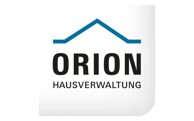 Logo Orion Hausverwaltung mit blauen Dach über der Schrift