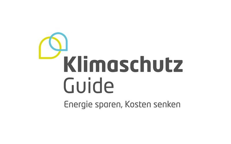 das Logo vom Klimaschutzguide mit dem Text: Energie sparen, Kosten senken