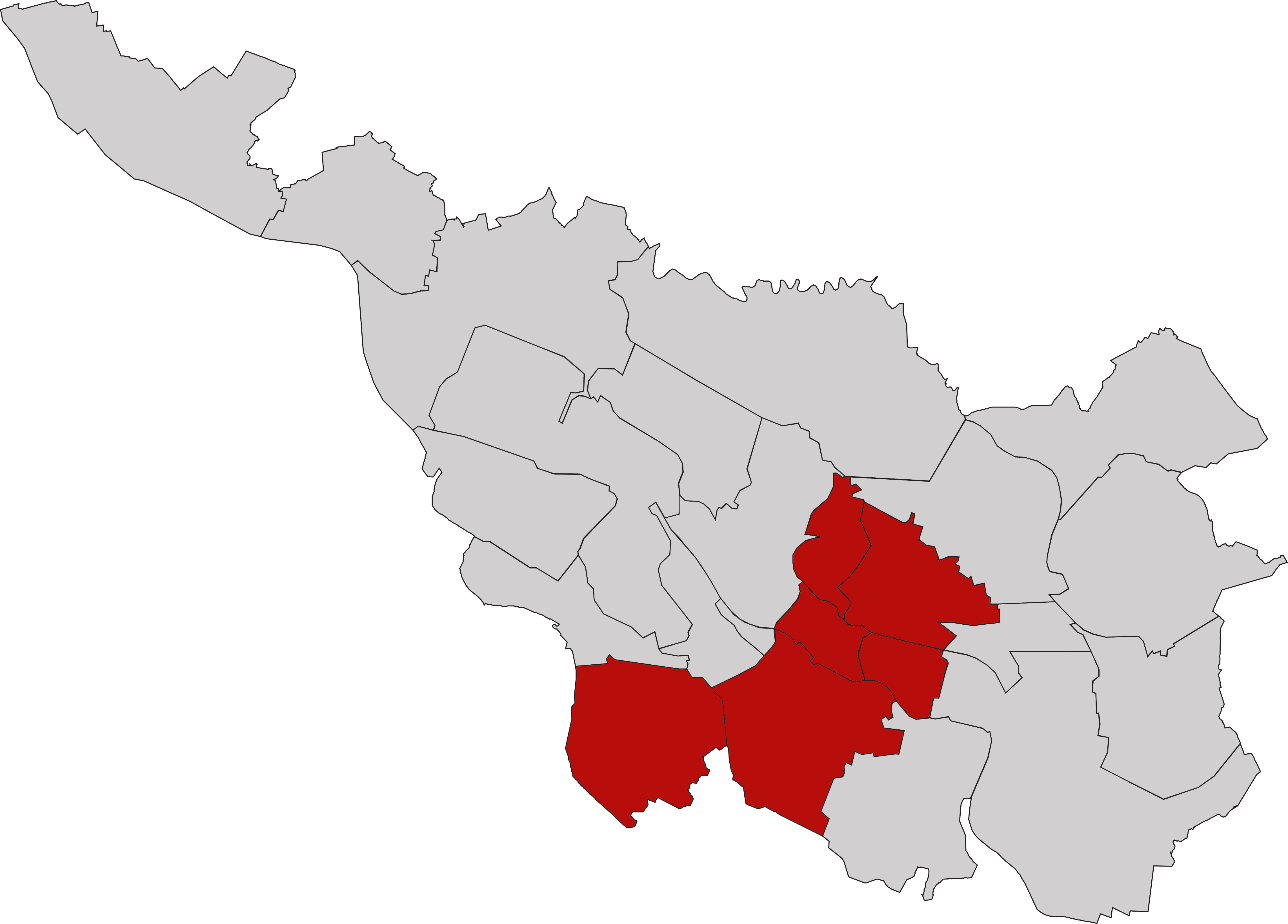 Team Mitte Umriss von Bremen und ein Bereich ist rot eingefärbt