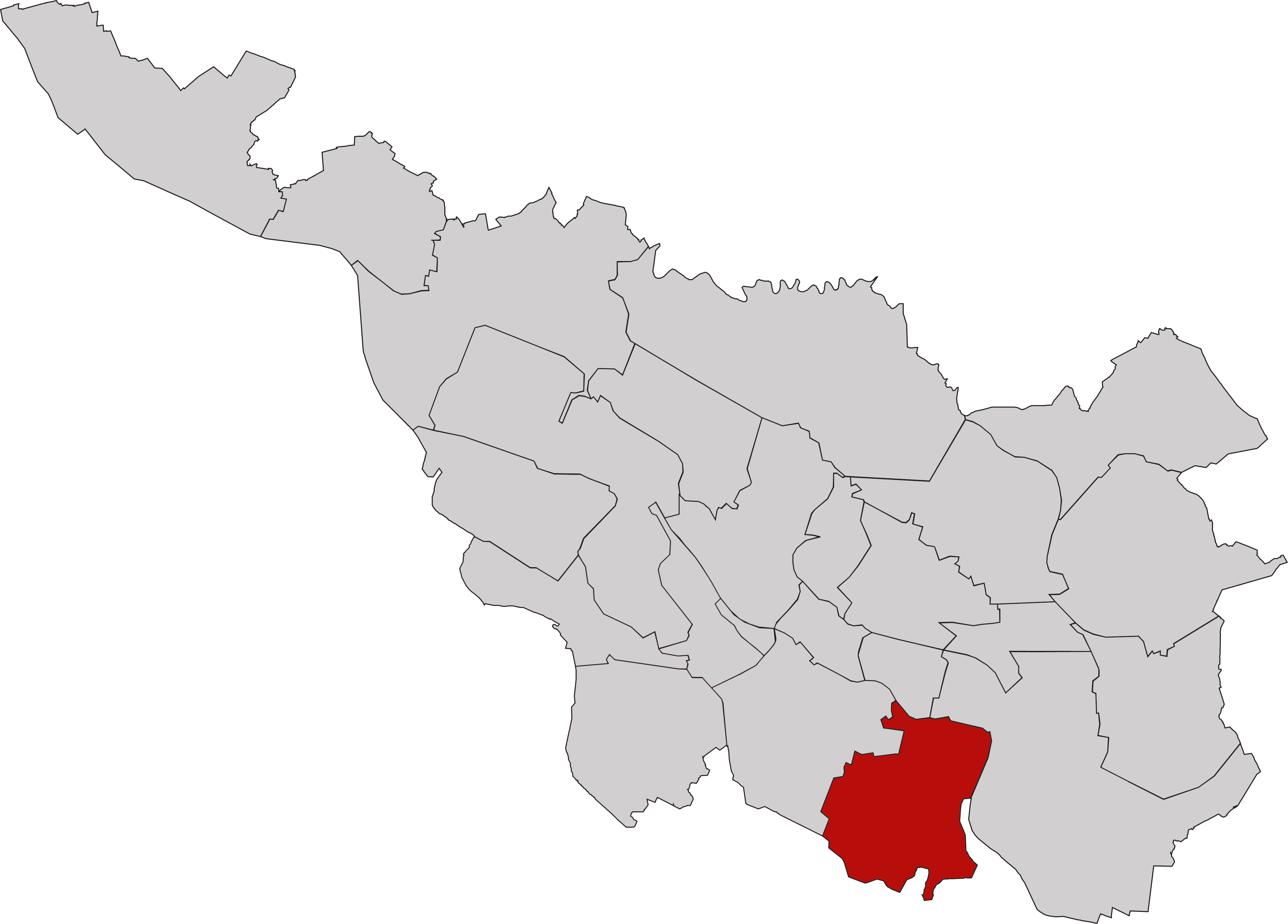 Team Süd Umriss von Bremen und ein Bereich ist rot eingefärbt