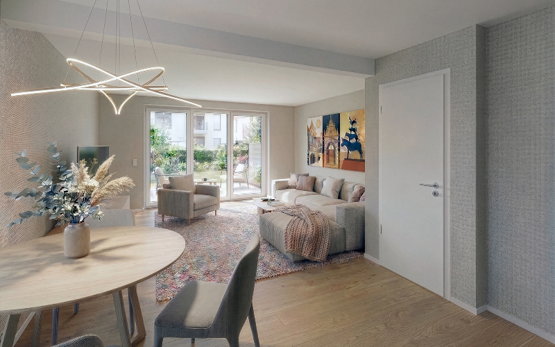 Reihenhäuser Arsten Wohnzimmer KI